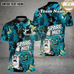 Maxcorners Spare Me Bowling Cartoon Fire Burst Multioptions Personalized Name, Team Name Unisex 3D Shirt (4 Colors)