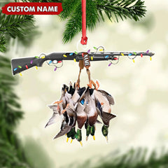 Maxcorners Personalized Duck Hunting Acrylic Christmas Ornament Custom Name Shotgun Gift For Hunters LM0110
