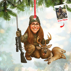 Maxcorners Personalized Hunting Acrylic Christmas Ornament Custom Photo Caricature Gift For Hunters LM0110