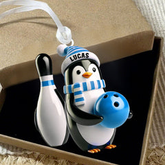 Maxcorners Blue Personalized Custom Name Bowling Ornament, Bowling Lover Christmas Gift MT1611