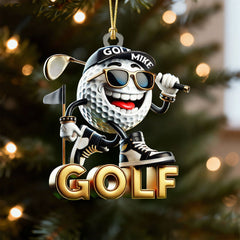 Maxcorners Custom Name Cool Golf Ball Acrylic Ornament, Golf Xmas Ornaments, Christmas Golf Gift LM1611
