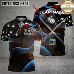 Maxcorners Billiards Ball 8 American Flag Cross Cue Personalized Shirt