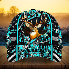 Maxcorners Cool US Flag Ragged Deer Hunting Camo Pattern 3D Multicolor Personalized Cap
