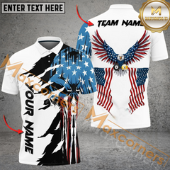 Maxcorners Ball 8 And 9 Eagle Flag Skull Billiard Jersey Mutiloption Personalized Name, Team Name 3D Polo Shirt