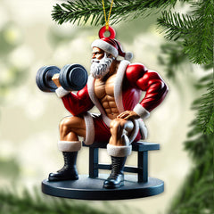 Maxcorners Custom Name Santa Gym Ornament, Gymnastics Christmas Gift 2D Flat LM2211