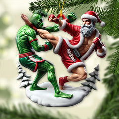 Maxcorners Custom Name Muay Thai Santa Ornament, Christmas Gift for Muay Thai Lover 2D Flat LM2211