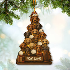 Maxcorners Personalized Dachshund Golf Ornament, Christmas With Dog Ornament, Cute Golf Ornament For Dog Lovers