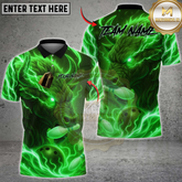 Maxcorners Bowling Fire Bull Flaming Pins Multicolor Customized Name, Team Name 3D Shirts