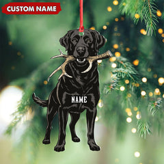 Maxcorners Personalized Black Lab Dog Christmas Ornament - Personalized Hunting Dog Acrylic Decor LM0411