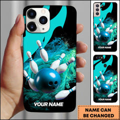 Maxcorners Bowling Blue Energy Splash 3D Art Personalized Name Phone Case