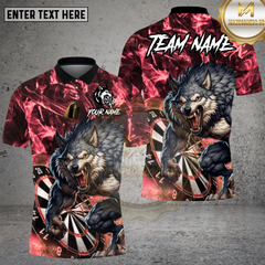 Maxcorners Wolf Darts Shirt Fierce Howling Wolf with Lightning Multioptions Personalized Name, Team Name Unisex 3D Shirt (4 Colors)