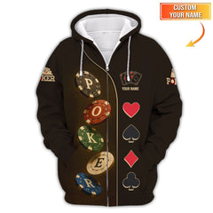 Maxcorners Custom Poker Shirt Dark Casino Chip Card Suit Tee for Men Gifts, Poker Dad PresentsLM1009