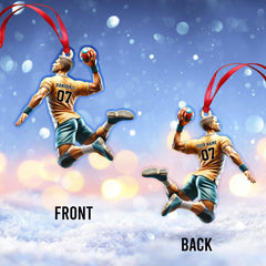 Maxcorners Custom Name and Number Handball Ornament, Christmas Gift for Handball Lover 2D Flat LM2211