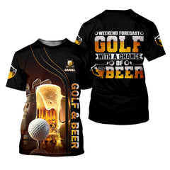 Maxcorners Weekend Forecast Golf With A Change Of Beer Custom Golf Polo Shirt, Mens Golf Gift, Golf Lover Gift
