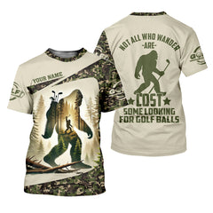 Maxcorners Not All Who Wander Are Lost Bigfoot Custom Men's Golf Polo Shirt, Golfing Apparel, Golf Gifts For Men