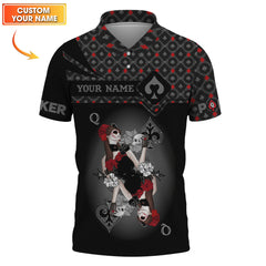 Maxcorners Men's Poker Shirt, Queen Of Spades Clothing Custom Name, Funny Poker T-ShirtsLM1009