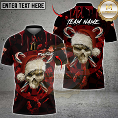 Maxcorners Dart Skull Santa Multicolor Customized Name, Team Name 3D Shirts
