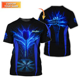 Maxcorners Electric Blue Skeleton Darts Jersey, Custom Name Darts Shirt, Dart Shirts For Men's LM0509