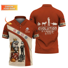 Maxcorners Poker T Shirt, Evolution of a Poker Player Tee Custom Funny Shark & Donkey DesignLM1009