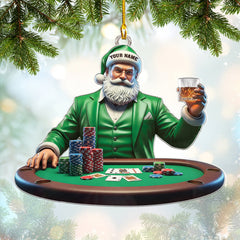 Maxcorners Personalized Poker Santa Ornament, Custom Santa Poker Ornament, Poker Christmas Ornaments, Gift For Gambler Lover