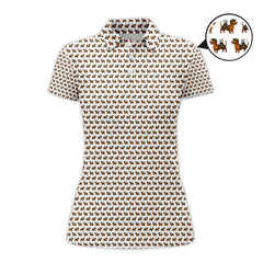 Maxcorners Dachshund Pattern Golf Polos, Crazy Dachshund Golf Shirt For Men, Funny Golf Shirt