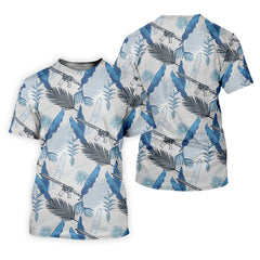 Maxcorners Blue Feather Golf Polo Shirt, Mens Golf Gift, Mens Tropical Shirts