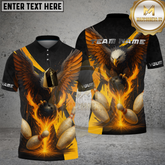 Maxcorners Bowling Shirt American Bald Eagle Bowling Ball Multioptions Personalized Name, Team Name Unisex 3D Shirt (4 Colors)