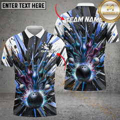 Maxcorners Bowling Magic Bottle Personalized Name Men And Women 3D Polo Shirt Custom Bowling Team Jersey (4 Colors)