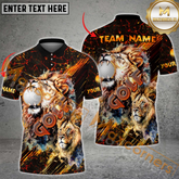 Maxcorners Golf Lion Roar Multicolor Option Customized Name, Team Name 3D Polo Shirt