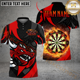 Maxcorners Darts Fire Dragon Multicolor Option Customized Name, Team Name 3D Polo Shirt