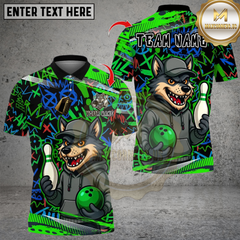 Maxcorners Hoodie Wolf With Bowling Multicolor Customized Name, Team Name 3D Shirts