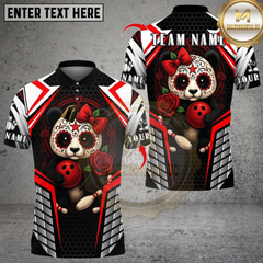 Maxcorners Bowling Skull Baby Panda Multicolor Customized Name, Team Name 3D Shirts