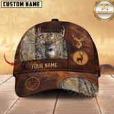 Maxcorners Deer Leather Target Multicolor Options Personalized Name 3D Cap