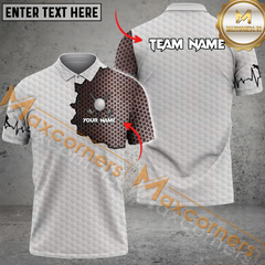 Maxcorners Golf Ball Skin Pattern Multicolor Option Customized Name, Team Name 3D Polo Shirt