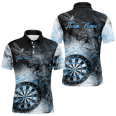 Maxcorners Black And Blue Smoke Dart Shirts For Men Custom Dart Jersey Polo & 1/4 Zip LM054