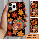 Maxcorners Bowling Turkey Colorful Ball Autumn Leaves Personalized Name Phone Case