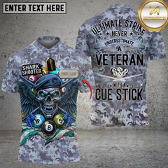 Maxcorners Billiard Ultimate Strike – Veteran Shark Shooter Camo Multicolor Customized Name, Team Name 3D Shirt