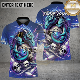 Maxcorners Bowling Skull Dragon Cosmic Dark Multicolor Options Personalized Name, Team Name 3D Shirt (4 Colors)