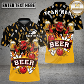 Maxcorners Bowling Beer Bull Wheat Pattern Multicolor Options Personalized Name, Team Name 3D Shirt (4 Colors)