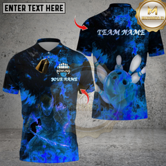 Maxcorners Bowling And Pin Samurai Inferno Design Multicolor Customized Name, Team Name 3D Shirts