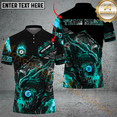 Maxcorners Ball 8 Pool Fiery Dragon Billiard Jersey Multicolor Option Customized Name, Team Name 3D Polo Shirt