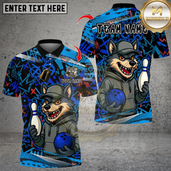 Maxcorners Hoodie Wolf With Bowling Multicolor Customized Name, Team Name 3D Shirts