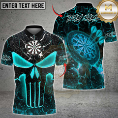 Maxcorners Darts Skull Flame Magma Pattern Multicolor Customized Name, Team Name 3D Shirts