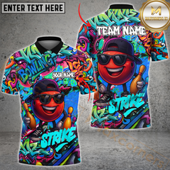 Maxcorners Graffiti Bowling Strike Multicolor Personalized 3D Shirt, Cool Ball with Shades & Street Art Shirts