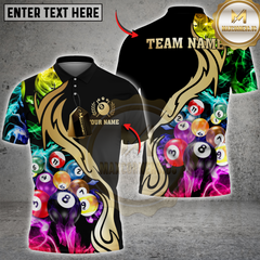 Maxcorners Billiard Smoke Golen Multicolor Customized Name, Team Name 3D Shirt