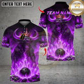 Maxcorners Bowling Flame King Bull Multicolor Customized Name Team Name 3D Shirts 6