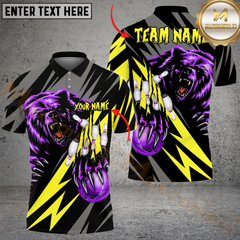 Maxcorners Bowling Lightning Bear Multicolor Customized Name, Team Name 3D Shirts