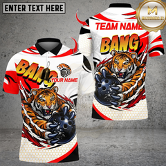 Maxcorners Bowling Cool Blooded Ferocious Tiger Multicolor Customized Name, Team Name 3D Shirts