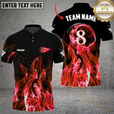 Maxcorners Billiard Pool 8 Ball Flame Personalized Name Men And Women 3D Polo Shirt Custom Billiard Team Jersey (4 Colors)
