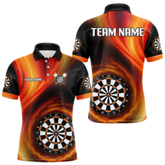 Maxcorners Circle Flame Dartboard Custom Orange Dart Shirt For Men, Dart Team Jerseys LM154